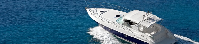 Recreational motor boat on the open ocean
