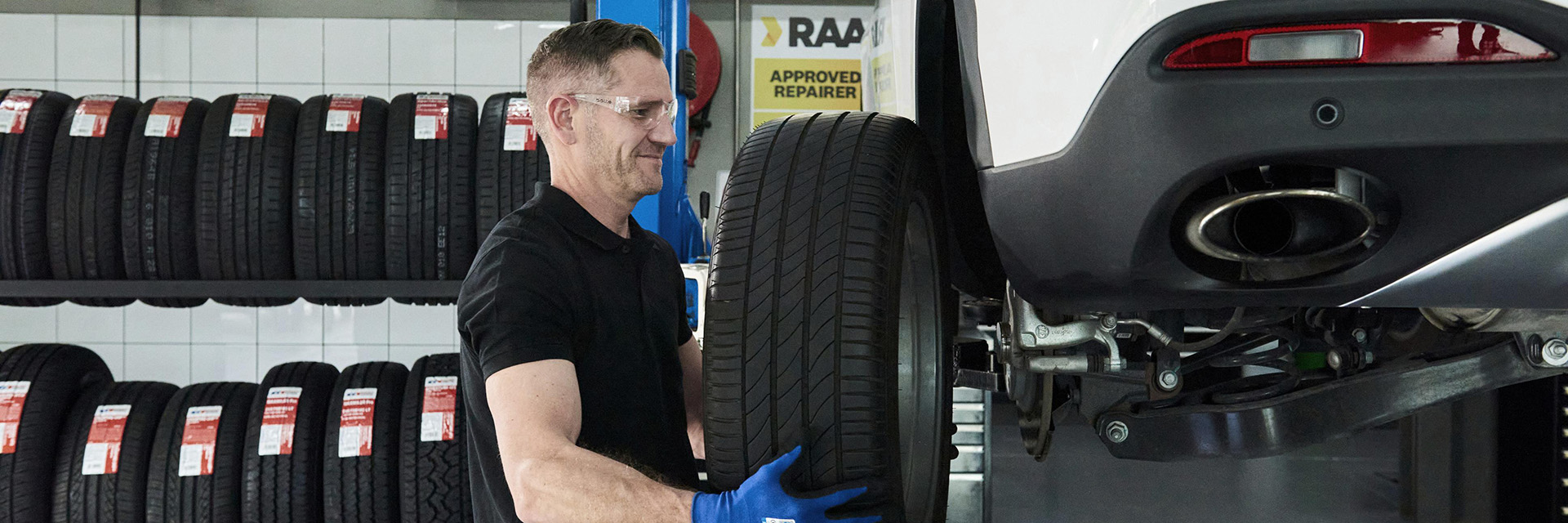 Getting tyres fitted by RAA