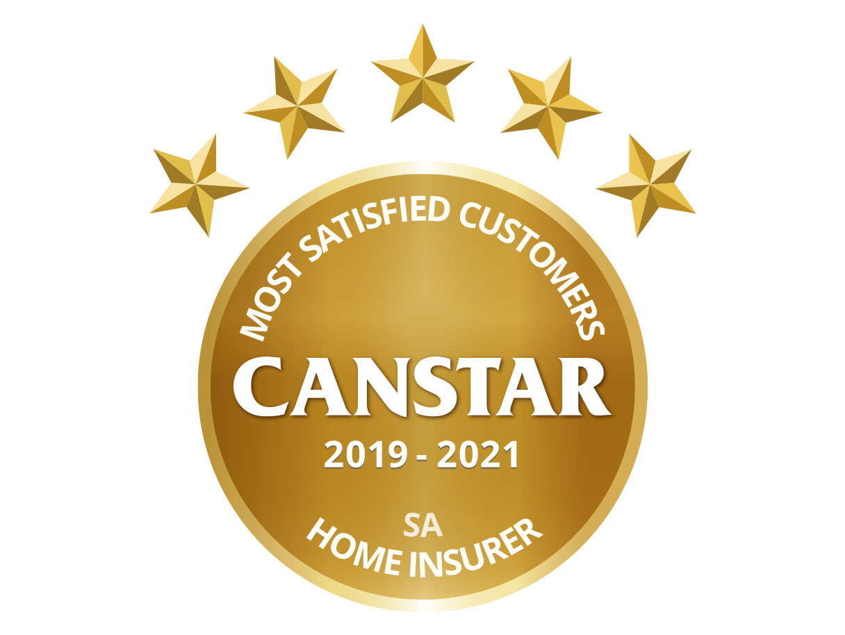 Canstar Most Satisfied Customers, SA Home Insurer, 2019 to 2021 logo