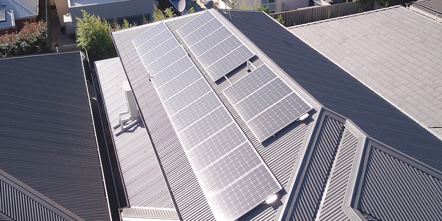 solar panels on roof