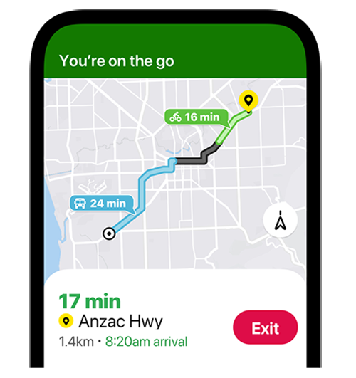 RAA Go app screen showing navigation to destination
